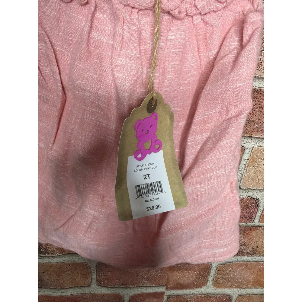 True Craft Toddler Girls Pink Tulip Lace Yoke Ruffle Sleeveless Top 2T NWT